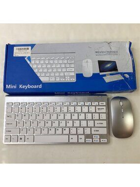 Wireless Ultra-Thin Mini Keyboard Mouse Combo Set White Silver